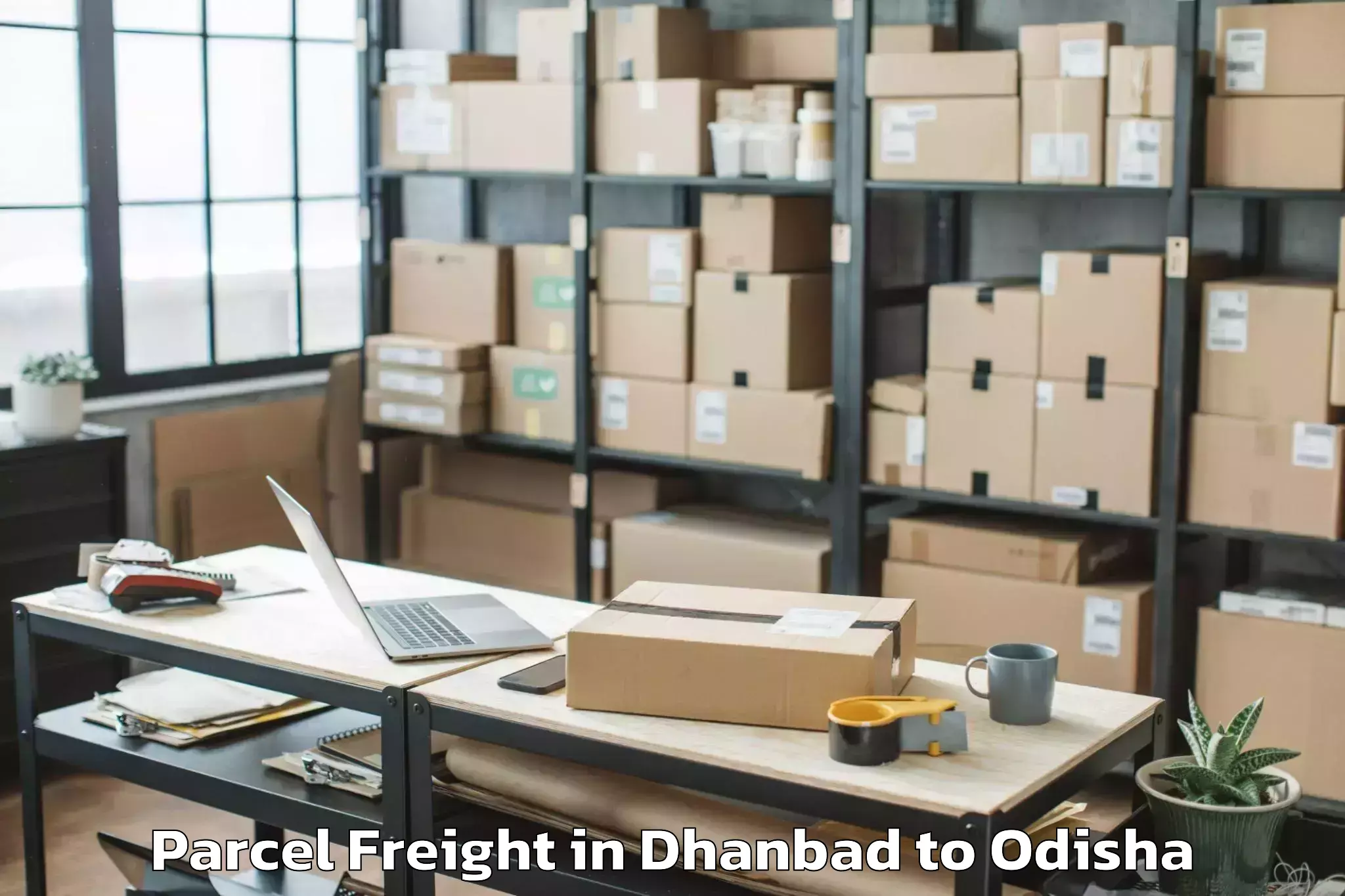 Easy Dhanbad to Komana Parcel Freight Booking